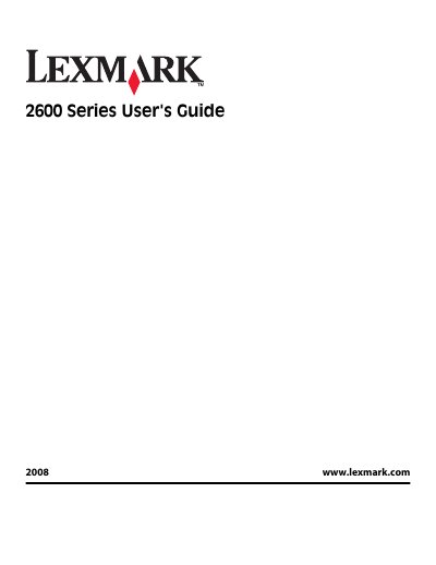 Lexmark 2600 Series User's Guide - cover page