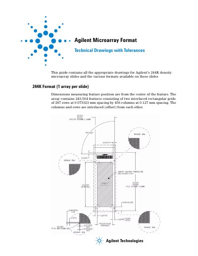 Agilent Microarray Format Technical Drawings with Tolerances Manual - cover page