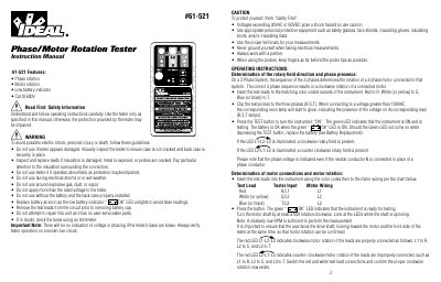 IDEAL 61-521 3-Phase/Motor Rotation Tester Instructions - cover page