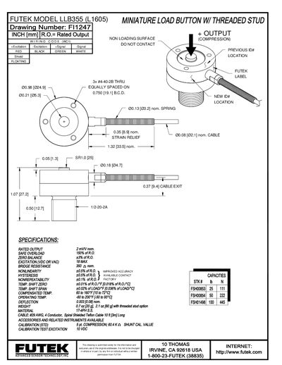 FUTEK MODEL LLB355 (L1605) Data Sheet