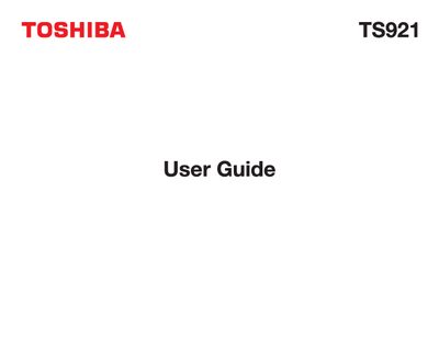 Toshiba TS921 User Guide - cover page