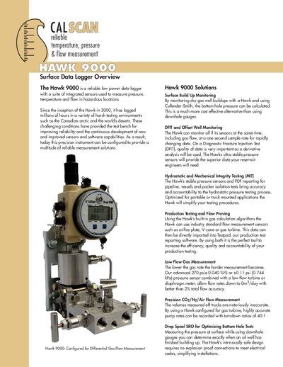 Calscan Hawk 9000 Data Logger User Manual - cover page