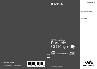 Sony D-NE920/NE920LS Portable CD Player User Manual