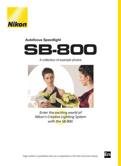 Nikon SB-800 Flash Speedlight User Manual - cover page
