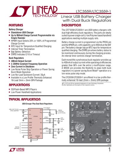 Linear Technology LTC3559/LTC3559-1 Handbook - cover page