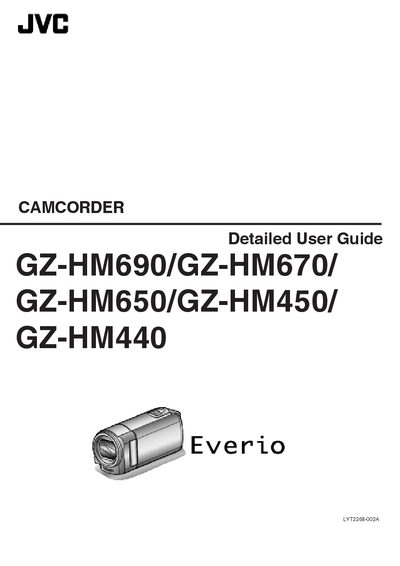 JVC GZ-HM690/GZ-HM670/GZ-HM650/GZ-HM450/GZ-HM440 Detailed User Guide - cover page