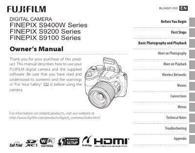 FUJIFILM FinePix S9400W/S9200/S9100 Series Owner's Manual - cover page