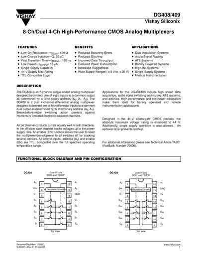 Vishay DG408/DG409 Datasheet - cover page