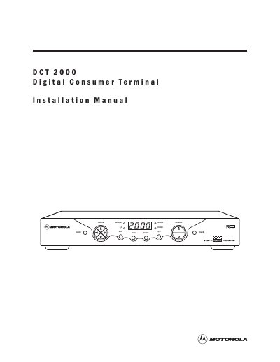 Motorola DCT 2000 Digital Consumer Terminal Installation Guide - cover page