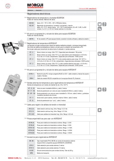 KIMO ECOSTOCK and KISTOCK Electronic Data Loggers Product Catalog - cover page