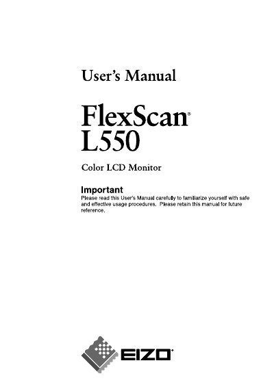 EIZO FlexScan P550 color LCD user manual - cover page