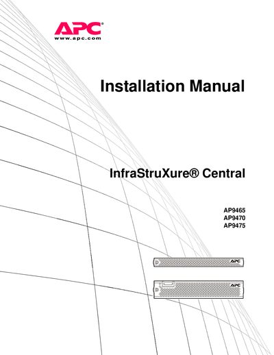 APC AP9465/AP9470/AP9475 Installation Guide - cover page