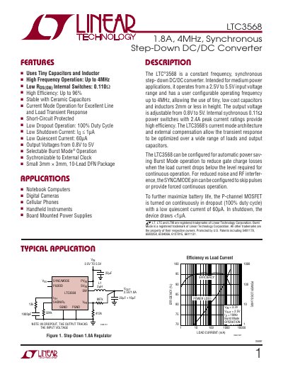 Linear Technology LTC3568 Step‑Down DC/DC Converter Datasheet - cover page