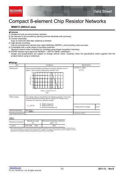 ROHM MNR15E0RPJ Manual - cover page