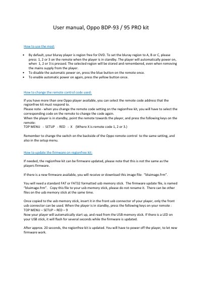Oppo BDP-93 / 95 PRO Kit User Manual - cover page