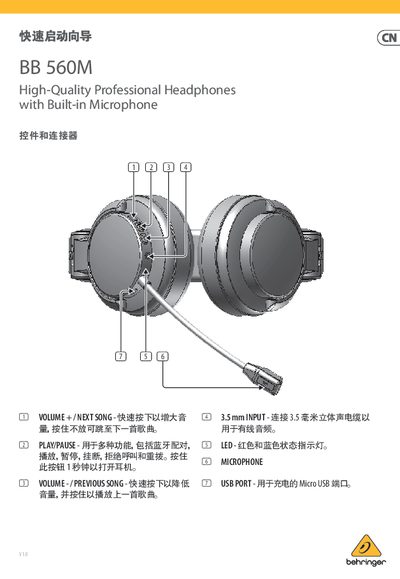 Music Tribe BB 560M Headphones User Manual - cover page