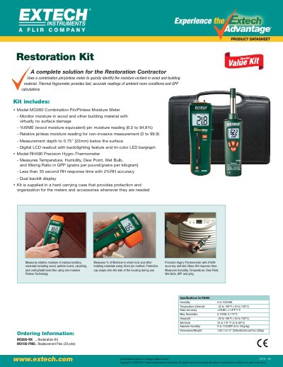 EXTECH MO260-RK ....Restoration Kit MO100-PINS ..Replacement Pins (20 pins) User Manual - cover page