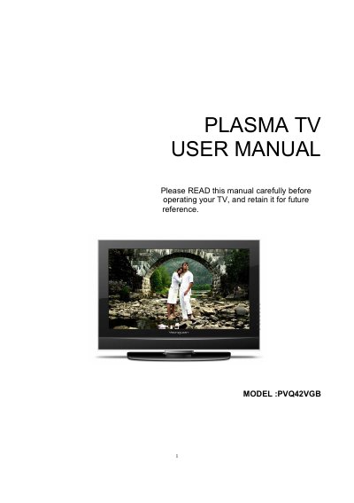 Haier PVQ42VGB Plasma TV User Manual - cover page