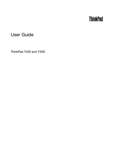 Lenovo ThinkPad T420/T420i User Guide - cover page