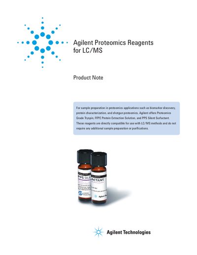 Agilent Proteomics Reagents for LC/MS Product Note - cover page