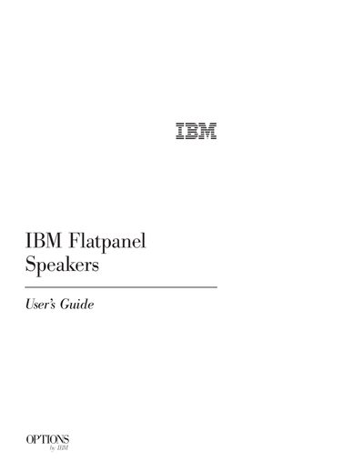 IBM Flatpanel Speakers User Manual - cover page