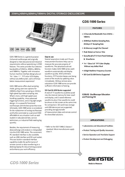 GW Instek GDS-1000 Series User Manual - cover page