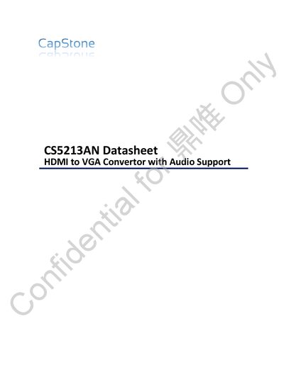 Capstone CS5213AN HDMI to VGA Converter Datasheet - cover page