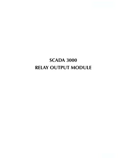 Phonetics SCADA 3000 Relay Output Module User Manual - cover page