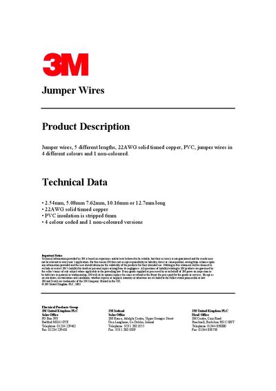 3M Jumper Wires Product Handbook - cover page