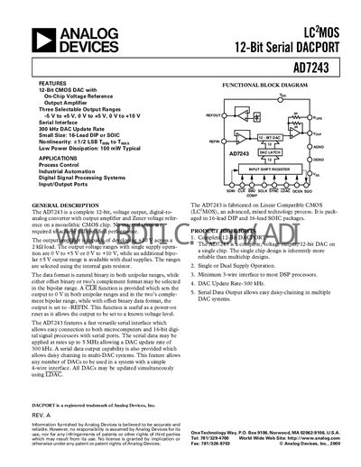 Analog Devices AD7243 Datasheet - cover page