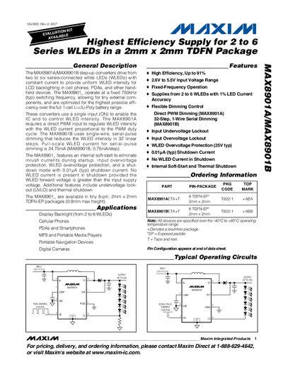 Maxim MAX8901A/MAX8901B User Manual - cover page