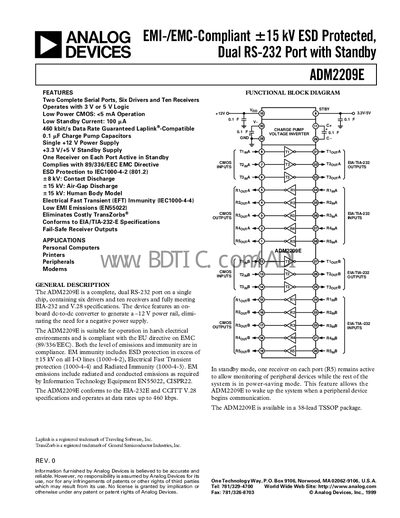 Analog Devices ADM2209E Datasheet - cover page