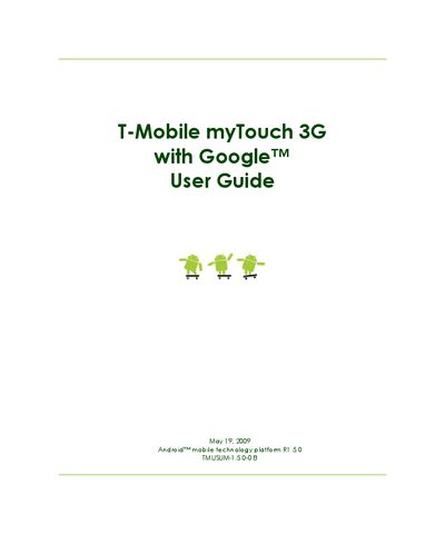 T-Mobile myTouch 3G with Google User Guide - cover page