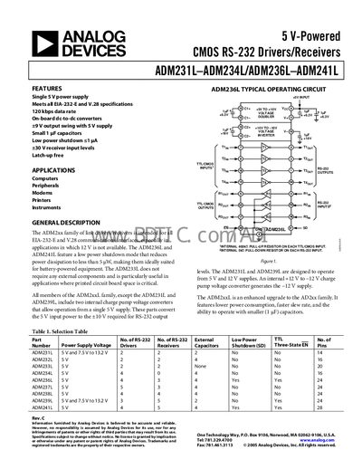 ANALOG DEVICES ADM231L ADM234L/ADM236L ADM241L handbook - cover page