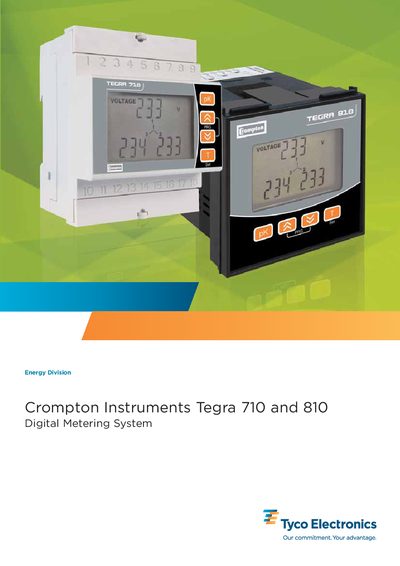 Tyco Electronics Tegra 710/810 Digital Metering System User Manual - cover page