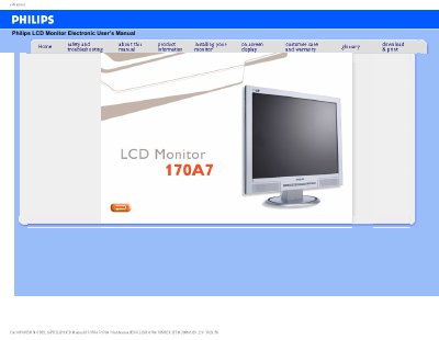 PHILIPS LCD Monitor170A7 Manual