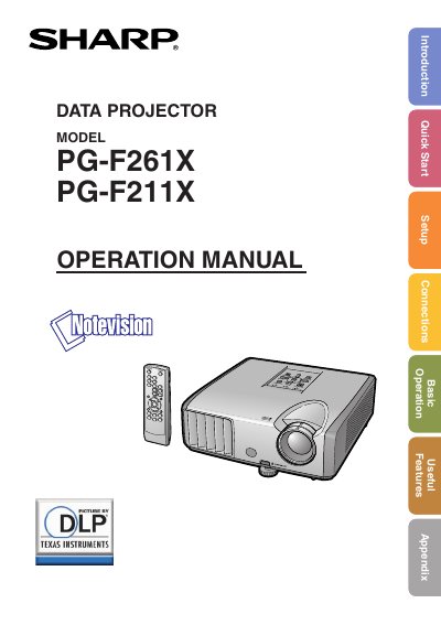 SHARP PG-F261X/PG-F211X Data Projector Operation Manual - cover page