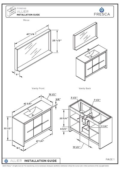 Fresca ALLIER Mirror Installation Guide - cover page