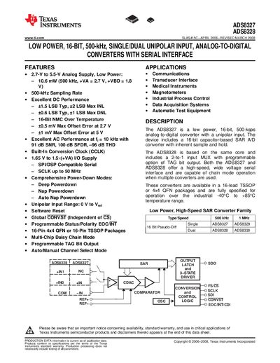 Texas Instruments ADS8327 / ADS8328 Datasheet - cover page