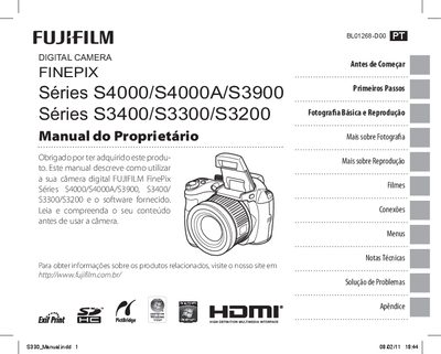 Fujifilm FinePix S4000/S4000A/S3900/S3400/S3300/S3200 Owner's Manual