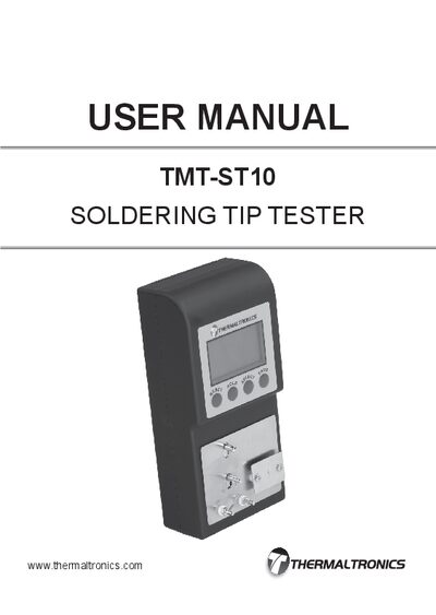 Thermaltronics TMT-ST10 Solder Tip Tester User Manual - cover page