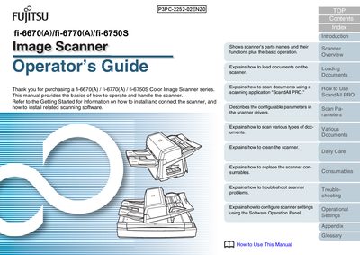 Fujitsu fi-6670/fi-6770/fi-6750S Color Image Scanner Operator's Guide - cover page