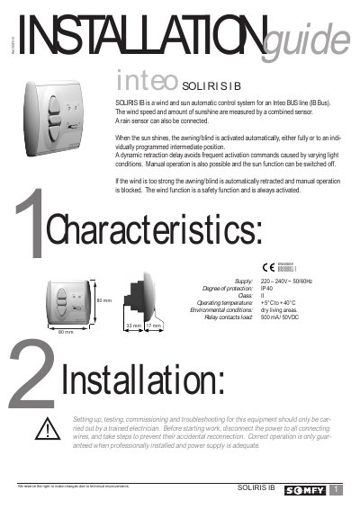 SOLIRIS IB Automatic Control System Installation Guide