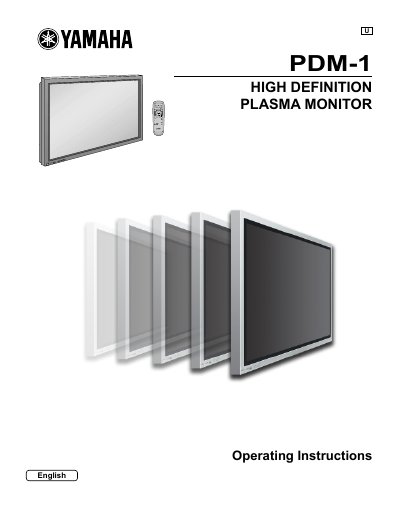 Yamaha PDM-1 High Definition Plasma Monitor Operating Instructions - cover page