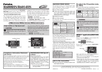 Futaba R6008HS/R6014HS Receiver User Manual - cover page