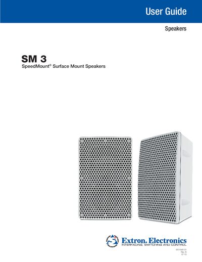 Extron SM 3 SpeedMount Surface Mount Speakers User Guide