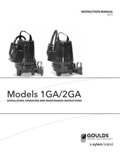 Goulds 1GA/2GA Submersible Pump Installation Operation and Maintenance Manual - cover page