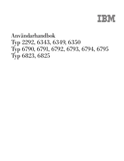 IBM Anv&auml;ndarhandbok Typ 2292 6343 6349 6350 Typ 6790 6791 6792 6793 6794 6795 Typ 6823 6825 guide - cover page