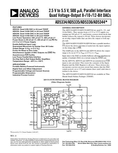 Analog Devices AD5334/AD5335/AD5336/AD5344 Product Handbook