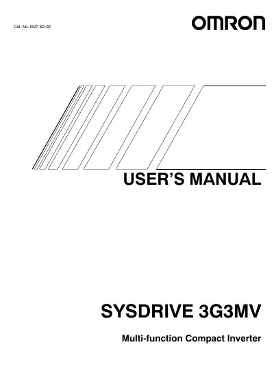 Omron SYSDRIVE 3G3MV Multi-function Compact Inverter User Manual - cover page